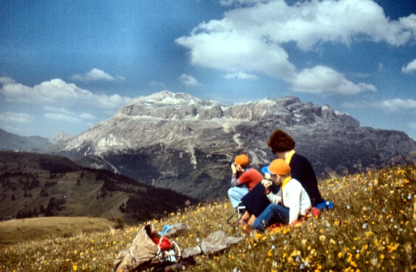 Blick von der Pralongia in die Sella (28.07.1979)