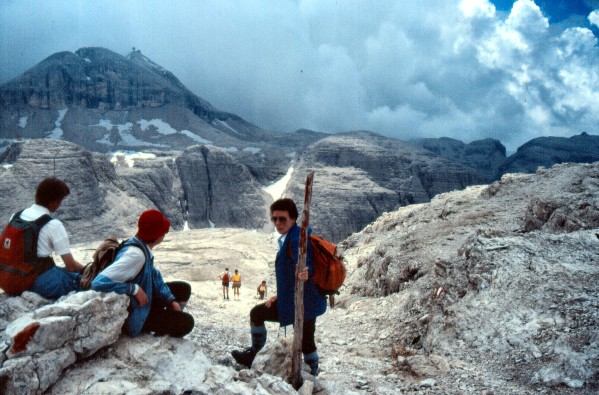 Auf dem Weg von der Bamberger zur Pisciadu-Hütte (08.08.1988)