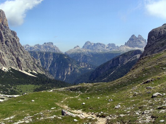 Popena-Tal mit Blick auf Monte Piano und Drei Zinnen (22.07.2009)