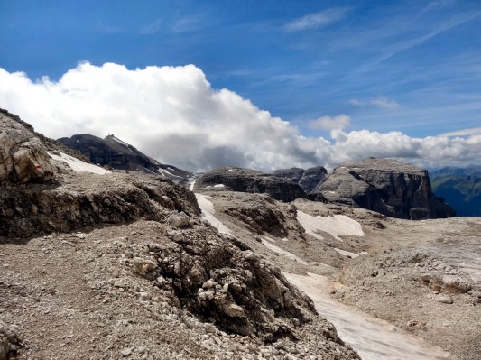 ... während der Blick zurück auf Boe und Pordoj gemischt ist (08.08.2014)