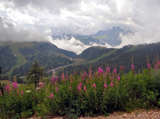 Blick auf Campolongo-Paß und Porta Vescova (13.08.2014)